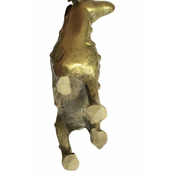 Vintage Brass Mini Spotted Deer Statue 3.5" Buck Antlers MCM Christmas Figurine - Picture 6 of 9